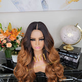100% Human hair minimal leave out wig Body wave  ombre