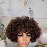 Deep curly colored bangs wig