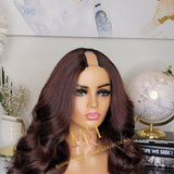 100% Human hair U part wig  Body wave Burgundy