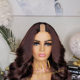 100% Human hair U part wig  Body wave Burgundy