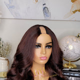 100% Human hair U part wig  Body wave Burgundy
