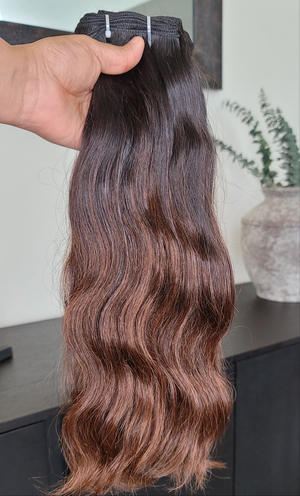100% Raw Human hair cuticle intact Bundles natural wave deep brown ombre
