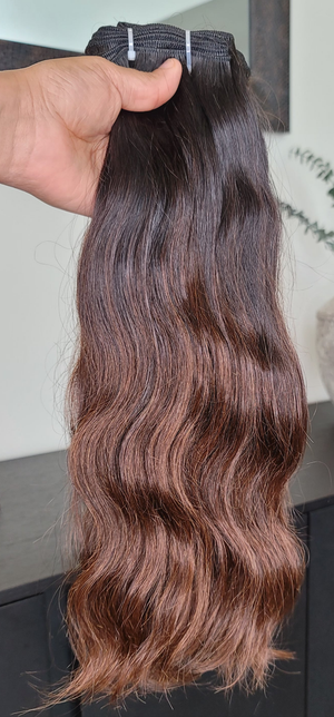 100% Raw Human hair cuticle intact Bundles natural wave deep brown ombre