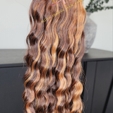 100% Raw Human hair cuticle intact Bundles deep wave highlighted 4/30
