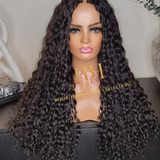 100% Human Hair V part wig deep wave natural black
