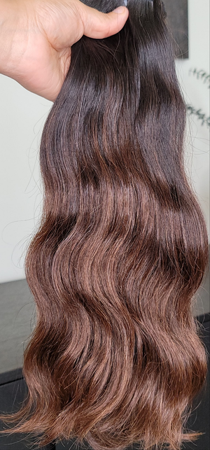 100% Raw Human hair cuticle intact Bundles natural wave deep brown ombre