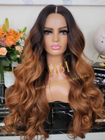 100% Human hair minimal leave out wig Body wave  ombre
