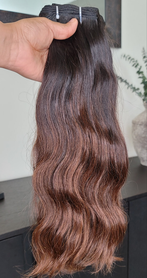 100% Raw Human hair cuticle intact Bundles natural wave deep brown ombre