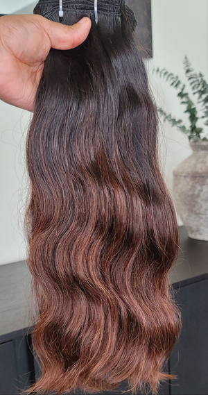 100% Raw Human hair cuticle intact Bundles natural wave deep brown ombre