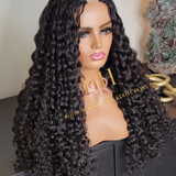 100% Human Hair U part wig deep wave natural black