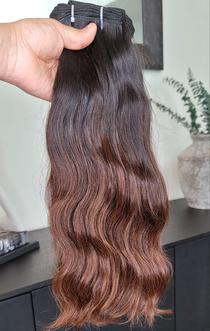 100% Raw Human hair cuticle intact Bundles natural wave deep brown ombre