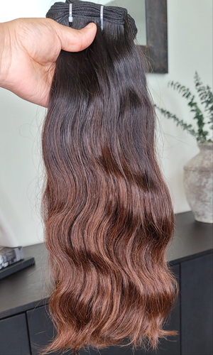 100% Raw Human hair cuticle intact Bundles natural wave deep brown ombre