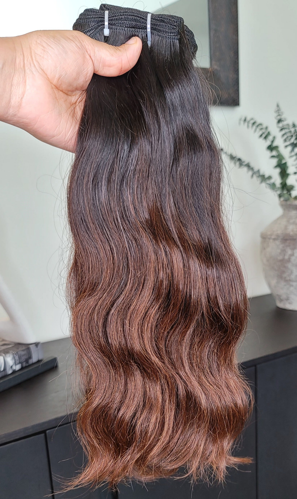 100% Raw Human hair cuticle intact Bundles natural wave deep brown ombre