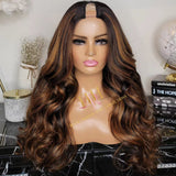 100% humanhair U part wig highlighted