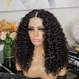 100% Human Hair MInimal leave out V part wig deep curly