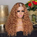 100% Human hair U part wig  deep curly /blonde