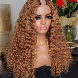 100% Human hair U part wig  deep curly /blonde