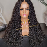 100% Human Hair V part wig deep wave natural black