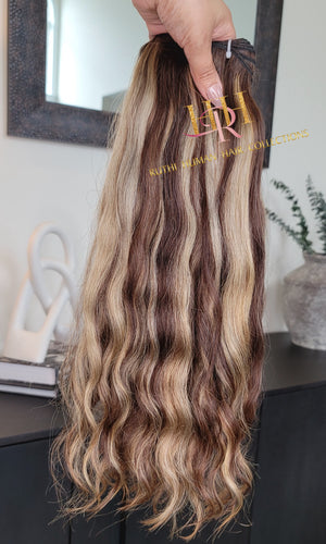 Loose wave 100% Raw Human hair Bundles  custom highlighted