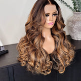 100% Humanhair lace front highlighted body wave custom colored