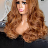 Human hair U part wig  Body wave highlight colored.