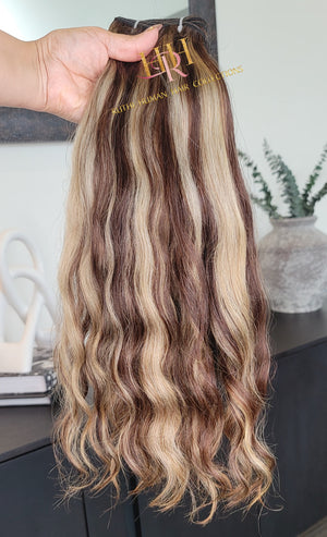 Loose wave 100% Raw Human hair Bundles  custom highlighted