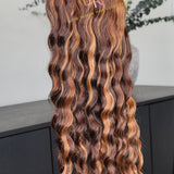 100% Raw Human hair cuticle intact Bundles deep wave highlighted 4/30