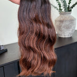 100% Raw Human hair cuticle intact Bundles natural wave deep brown ombre