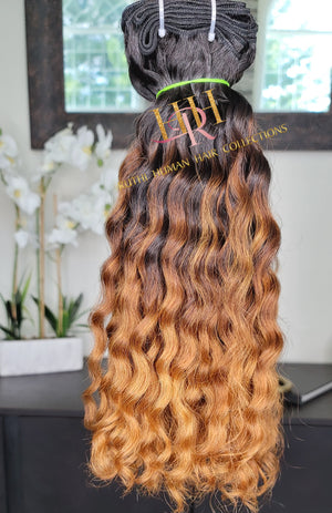 Raw Human hair cuticle intact Bundles, Ombre colored deep curly