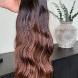 100% Raw Human hair cuticle intact Bundles natural wave deep brown ombre