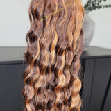 100% Raw Human hair cuticle intact Bundles deep wave highlighted 4/30