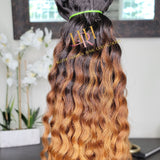 Raw Human hair cuticle intact Bundles, Ombre colored deep curly