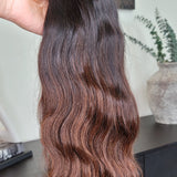 100% Raw Human hair cuticle intact Bundles natural wave deep brown ombre
