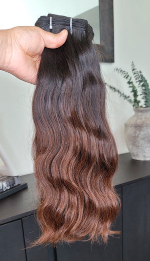 100% Raw Human hair cuticle intact Bundles natural wave deep brown ombre