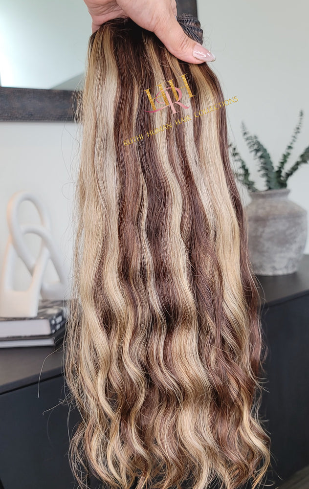 Loose wave 100% Raw Human hair Bundles  custom highlighted