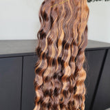 100% Raw Human hair cuticle intact Bundles deep wave highlighted 4/30
