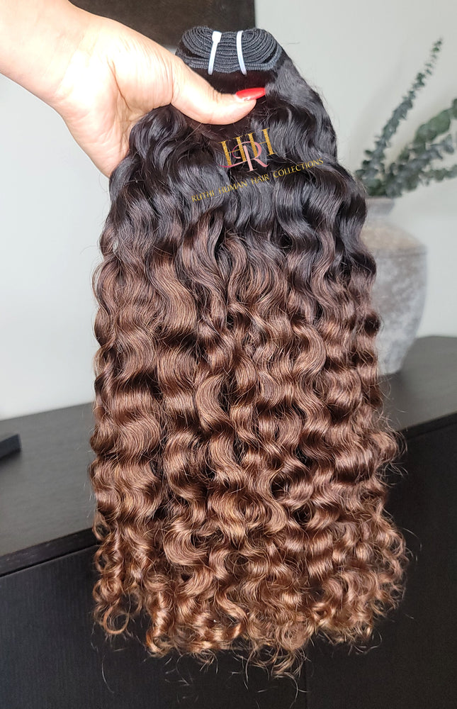 100% Raw Huan hair cuticle intact Brumese bundles  deep brown ombre