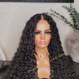100% Human Hair V part wig deep wave natural black