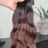 100% Raw Human hair cuticle intact Bundles natural wave deep brown ombre
