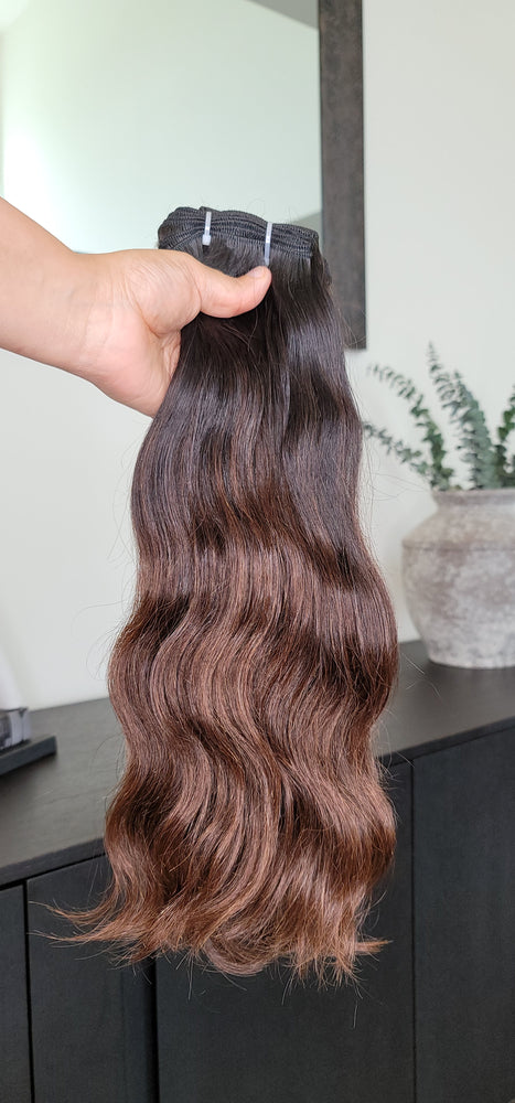 100% Raw Human hair cuticle intact Bundles natural wave deep brown ombre