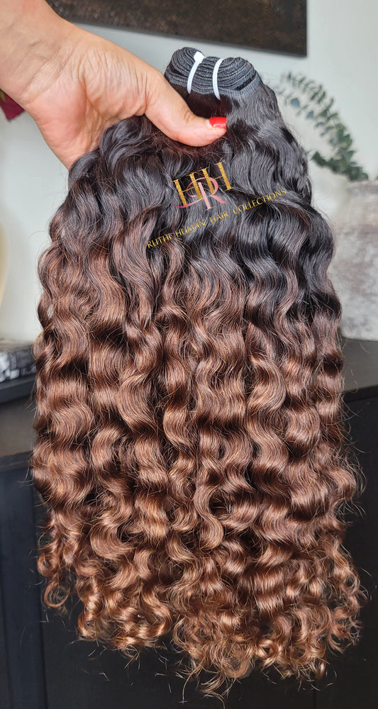 100% Raw Huan hair cuticle intact Brumese bundles  deep brown ombre