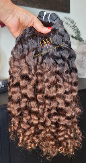 100% Raw Huan hair cuticle intact Brumese bundles  deep brown ombre