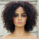 100% Human hair lace closure wig natural color Kinkiy Afro
