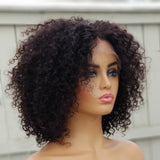 100% Human hair lace closure wig natural color Kinkiy Afro