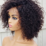 100% Human hair lace closure wig natural color Kinkiy Afro