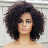 100% Human hair lace closure wig natural color Kinkiy Afro