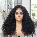 100% Human hair lace closure wig natural color Kinkiy Afro