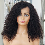 100% Human hair lace closure wig natural color Kinkiy Afro