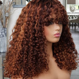 Deep curly colored bang wig