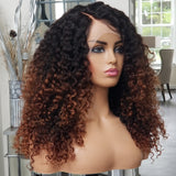 100%Humanhair lace closure wig kinkiy curly / Ombre